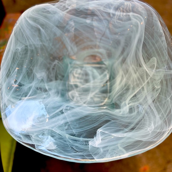 Recycled Art Glass Eco glass Centerpiece Bowl Sea-foam Made In Spain - Picture 5 of 16